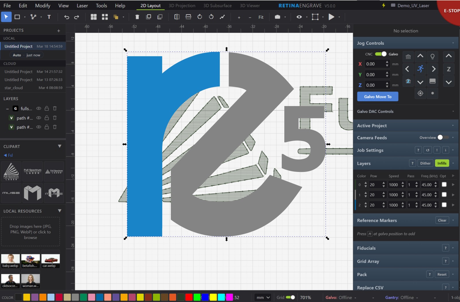 RetinaEngrave interface preview
