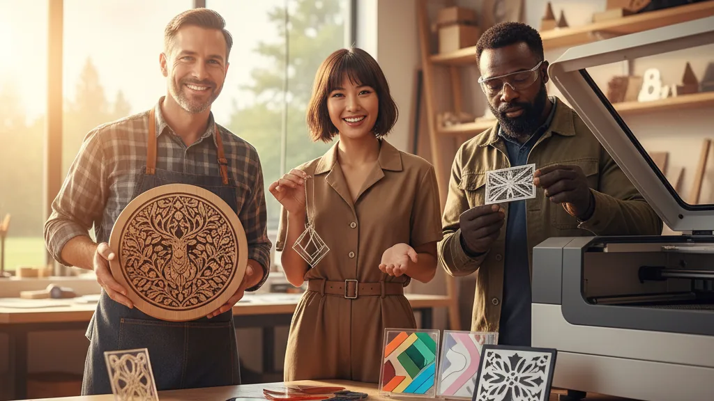 Customers showcasing laser-engraved and laser-cut products