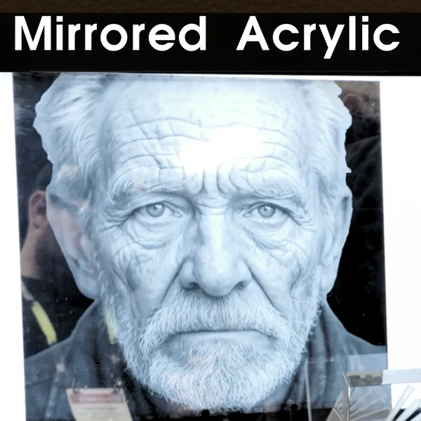 UV mirrored acrylic engraving