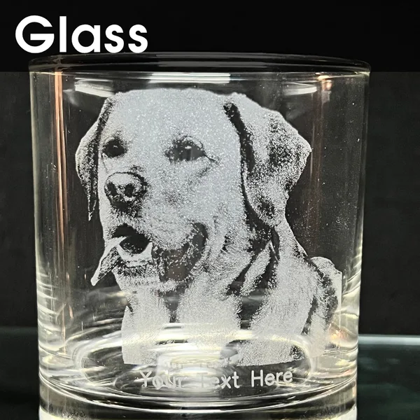 UV glass dog engraving