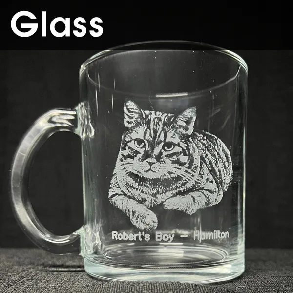 UV glass mug cat engraving