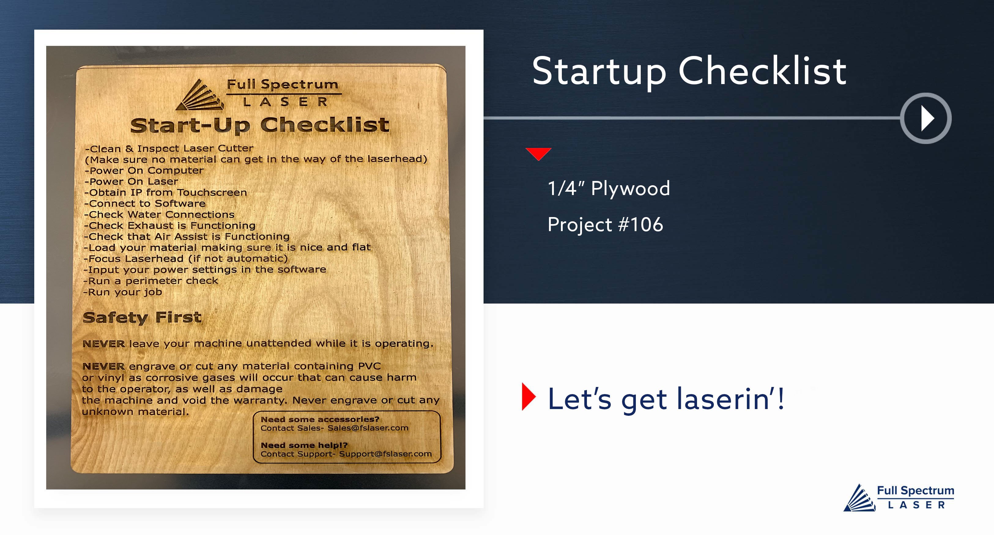 Startup checklist